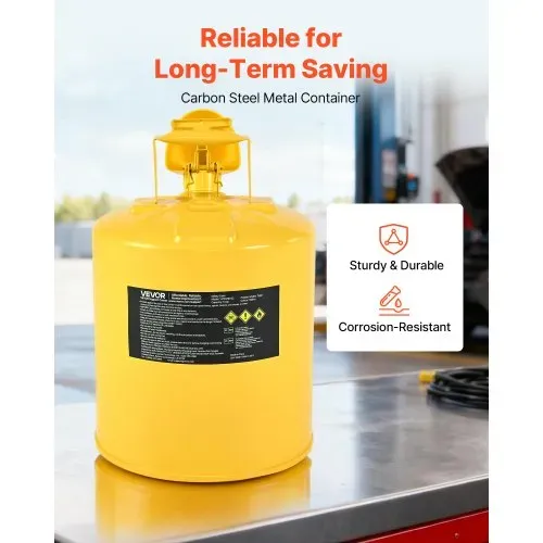 VEVOR Sicherheitskanister, 19 L, Typ I Sicherheitsbehälter für Diesel mit Flammensperre, selbstschließendem Deckel & PE-Trichter, ergonomischem Griff, Lagerbehälter für brennbare Stoffe, Gelb – Bild 2