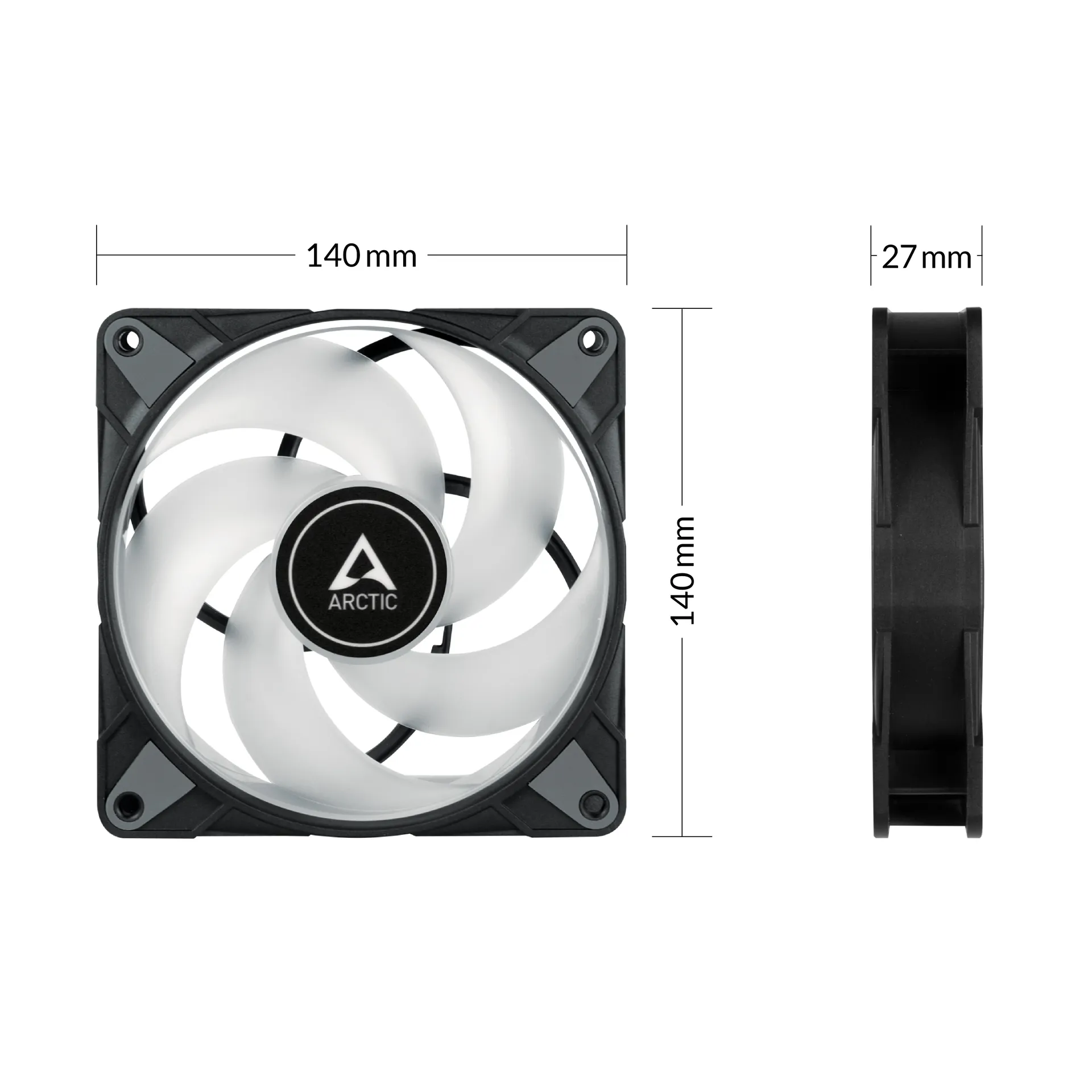 ARCTIC P14 PWM PST A-RGB 0dB - Semi-Passiver 140 mm Gehäuselüfter mit digitalem A-RGB – Bild 4