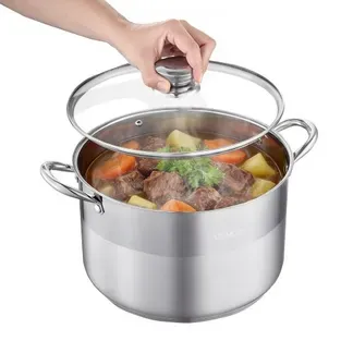 VEVOR Edelstahl Kochtopf 11,4 L Großer Suppentopf mit Glasdeckel Induktionsgeeignet Hochwertiger Nudeltopf PFOA-frei PFAS-frei für Gasherd Elektrokochfeld Ideal für Eintöpfe Pasta Familienportionen VEVOR Edelstahl Kochtopf 11,4 L Großer Suppentopf mit Glasdeckel Induktionsgeeignet Hochwertiger Nudeltopf PFOA-frei PFAS-frei für Gasherd Elektrokochfeld Ideal für Eintöpfe Pasta Familienportionen