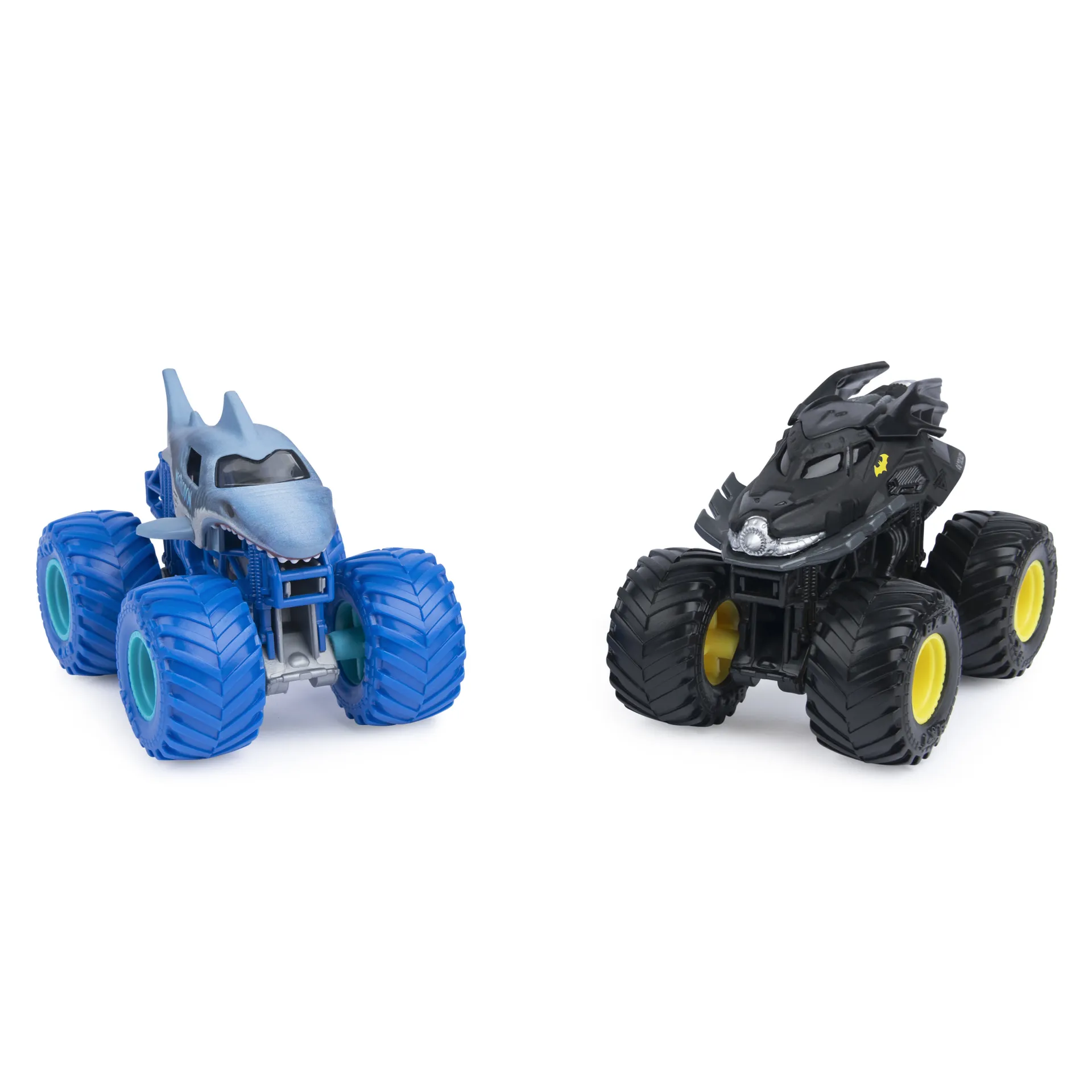 Monster Jam – Batmobil vs. Megalodon Zweier-Pack, Original Monster Trucks im Maßstab 1:64, Sammelbare Stunt-Fahrzeuge für Kinder ab 3 Jahren Monster Jam – Batmobil vs. Megalodon Zweier-Pack, Original Monster Trucks im Maßstab 1:64, Sammelbare Stunt-Fahrzeuge für Kinder ab 3 Jahren