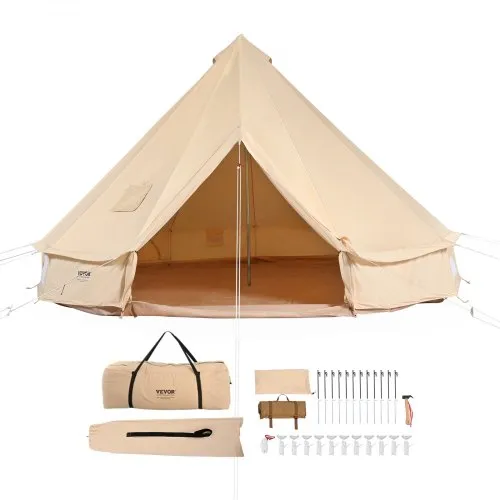 VEVOR Glockenzelt 4 x 2,5 m Jurten Zelt TC-Baumwolle und robusten Eisenstangen mit einer PVC-Bodenplane Campingzelt 6 Personen Familienzelt 8 Fenster Gruppenzelt für Outdoor-Abenteuer VEVOR Glockenzelt 4 x 2,5 m Jurten Zelt TC-Baumwolle und robusten Eisenstangen mit einer PVC-Bodenplane Campingzelt 6 Personen Familienzelt 8 Fenster Gruppenzelt für Outdoor-Abenteuer
