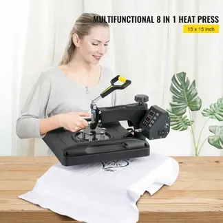 VEVOR 1200 W Hitzepresse 8 in 1 T-Shirtpresse 38 x 38 cm Schwarz Transferpresse Heißpresse T-Shirt zum Aufbringen von Buchstaben Zahlen und Mustern VEVOR 1200 W Hitzepresse 8 in 1 T-Shirtpresse 38 x 38 cm Schwarz Transferpresse Heißpresse T-Shirt zum Aufbringen von Buchstaben Zahlen und Mustern