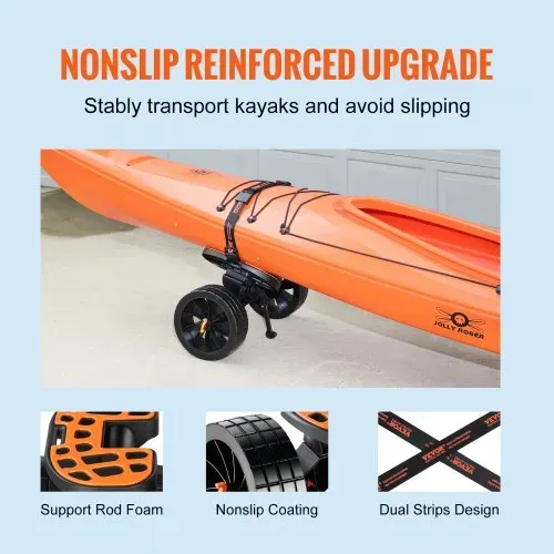 VEVOR Kajakwagen Kanuwagen aus Aluminiumlegierung 655x305x310mm bis 145kg belastbar Doppelgurt-Design Zubehör für Bootswagen Kajak Kanu Transportwagen Trolley Surfwagen Bootstrailer Faltboot – Bild 3