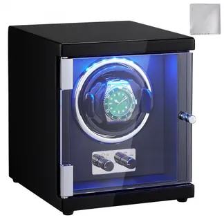 VEVOR Uhrenbeweger, Automatik-Uhrenbeweger, Watch Winder, Uhrenbeweger für Automatikuhren, Automatischer Uhrenbeweger mit Platz für 1 Uhr, LED Beleuchtung, 150–207 mm Einstellbare Riemenlänge VEVOR Uhrenbeweger, Automatik-Uhrenbeweger, Watch Winder, Uhrenbeweger für Automatikuhren, Automatischer Uhrenbeweger mit Platz für 1 Uhr, LED Beleuchtung, 150–207 mm Einstellbare Riemenlänge