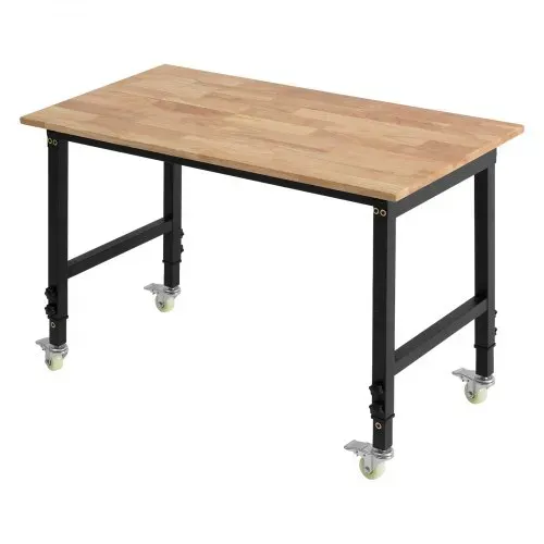 VEVOR Werkbank, 680 kg, Werkstatttisch mit Rolle, 122x60 cm große Arbeitsplatte aus Eichenholz, Arbeitstisch mit Höhenverstellung von 725-1075 mm, Werktisch für Garage, Werkstatt, Zuhause & Büro – Bild 10