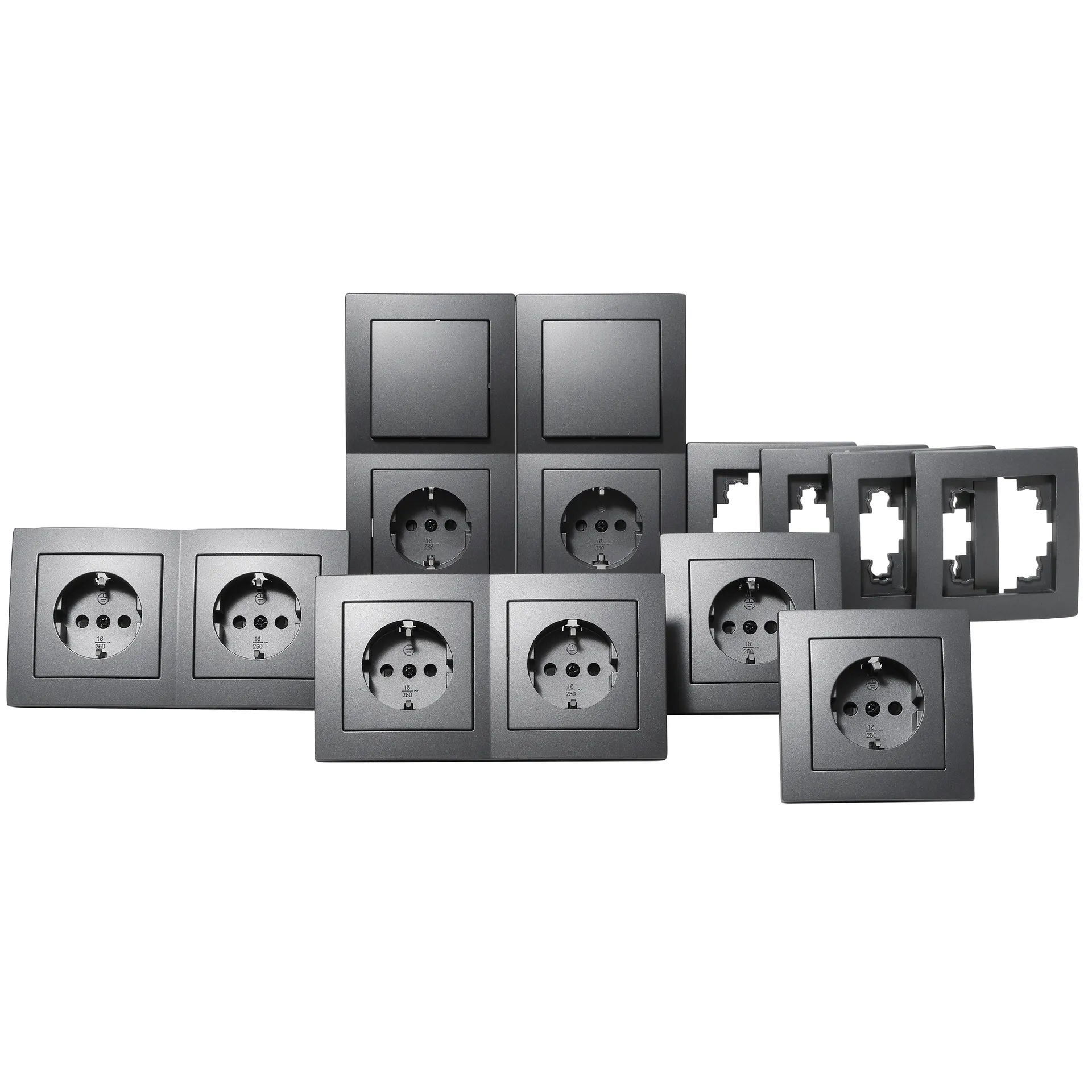 Schalter und Steckdosen Set McPower Flair “Standard“ 20-teilig, anthrazit Schalter und Steckdosen Set McPower Flair “Standard“ 20-teilig, anthrazit