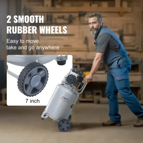 VEVOR Luftkompressor 49L Flüsterkompressor 2HP Luftpumpe ölfrei 8bar Kompressor Einphasig Geräuschpegel ≤63dB Ideal zum Aufpumpen von Reifen Autoreparaturen Malerarbeiten Holzarbeiten – Bild 3