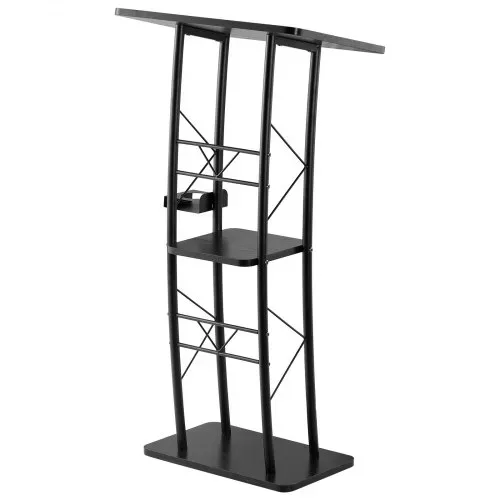 VEVOR Rednerpultständer Metall-Rednerpult (118 cm Höhe), gebogenes Stehpult mit breiter Lesefläche & offenem Ablagefach & Getränkehalter, für Klassenzimmer Hochzeiten Konferenzen Reden – Bild 8