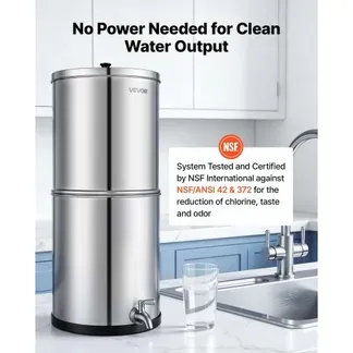 VEVOR Schwerkraft-Wasserfilter Wasserfiltersystem 11,36 L Edelstahl 304, Wasserfilteranlage Reduziert Blei und bis zu 99 % Chlor, mit 2 Keramik-Aktivkohlefiltern, Wasserhahn, für Zuhause und Camping VEVOR Schwerkraft-Wasserfilter Wasserfiltersystem 11,36 L Edelstahl 304, Wasserfilteranlage Reduziert Blei und bis zu 99 % Chlor, mit 2 Keramik-Aktivkohlefiltern, Wasserhahn, für Zuhause und Camping