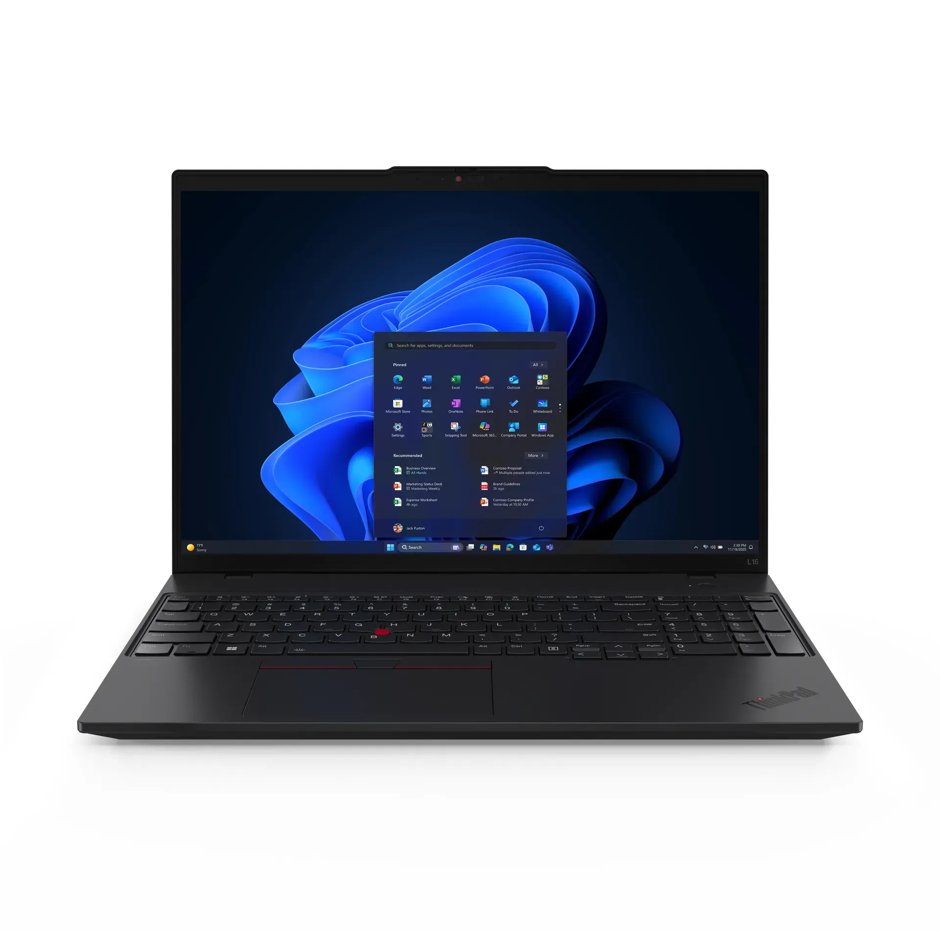 Lenovo ThinkPad L16 Gen 2 (Intel) Intel Core Ultra 5 225U Laptop 40,6 cm (16") WUXGA 32 GB DDR5-SDRAM 1 TB SSD Wi-Fi 6E (802.11ax) Windows 11 Pro Deutsch Schwarz – Bild 2