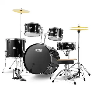 VEVOR Schlagzeug, 5-teilig, Drum in voller Größe mit Bass-Toms, Snare, Standtrommel, verstellbaren Thronständern, Becken, Hi-Hat-Pedal und Drumsticks, Anfänger-Schlagzeug für Erwachsene, schwarz VEVOR Schlagzeug, 5-teilig, Drum in voller Größe mit Bass-Toms, Snare, Standtrommel, verstellbaren Thronständern, Becken, Hi-Hat-Pedal und Drumsticks, Anfänger-Schlagzeug für Erwachsene, schwarz