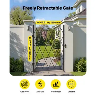 VEVOR Sicherheitstor (Einzel) abschließbares klappbares Scherentor mit 360°-Lenkrollen, einziehbare Stahltore Outdoor, für Eingangssicherheit Garage Lager, Falttor 1260 x 1975 mm (B x H) Schwarz VEVOR Sicherheitstor (Einzel) abschließbares klappbares Scherentor mit 360°-Lenkrollen, einziehbare Stahltore Outdoor, für Eingangssicherheit Garage Lager, Falttor 1260 x 1975 mm (B x H) Schwarz