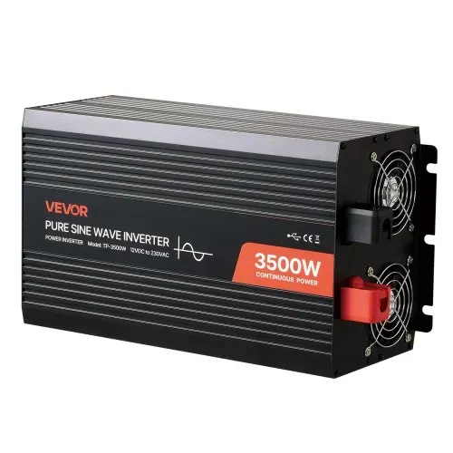 VEVOR 3500 W Wechselrichter, 12 V DC auf 230 V AC, reiner Sinus-Wechselrichter, Solar-Autoladegerät-Konverter mit LCD-Display, Fernbedienung, USB-Anschluss, 2 AC-Steckdosen, Typ-C-Anschluss – Bild 8
