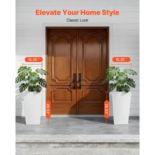 VEVOR Pflanztopf 390x390x750 mm 2er-Set, Blumentopf, Blumenkübel, PP-Pflanzgefäß, Planzkübel, Pflanzkasten mit Innentopf & Abflusslöchern, Geeignet für Zimmer- & Gartenpflanzen, Weiß – Bild 2
