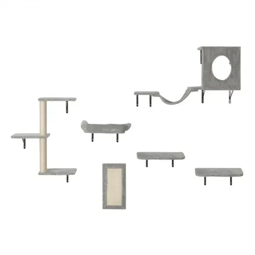 VEVOR Katzenregale zur Wandmontage, Katzenwandregale und Sitzstangen mit Sprungbrettern, Hängematte, Sofa, Katzenbaum & Katzengriff, Katzenmöbel und Regale bis zu 18 kg zum Schlafen, Spielen, Klettern, 6er-Set – Bild 10