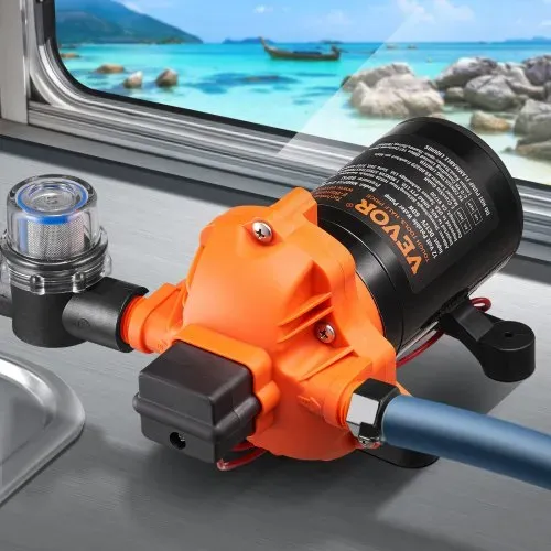 VEVOR 12-V-Membranpumpe, 6,81 L/min, 3-Kammer-DC-Wasserpumpe mit automatischem Druckschalter 40–100 PSI einstellbar, 60 PSI, 1/2 Zoll MNPT-Anschluss, für Wohnmobil, Yacht, Imbisswagen, Camper, Marine – Bild 7