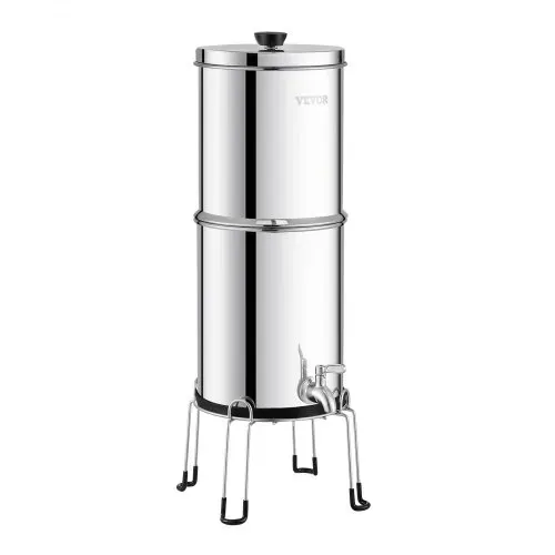 VEVOR Schwerkraft-Wasserfiltersystem, 2,25 G 304 Edelstahl-Arbeitsplatten-Wasserfiltersystem, reduziert Blei und bis zu 99 % Chlor, mit 2 Kohlefiltern/Zapfhahn/Ständer, für Zuhause, Camping, Wohnmobil – Bild 10