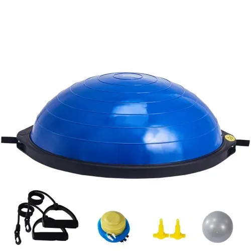 VEVOR Halb-Gymnastikball-Trainer, 66 cm Balance-Ball-Trainer, 680 kg Tragkraft Stabilitätsball, Yoga-Ball mit Widerstandsbändern und Fußpumpe, Kraft-Fitnessball im Heim-Fitnessstudio, Blau – Bild 8