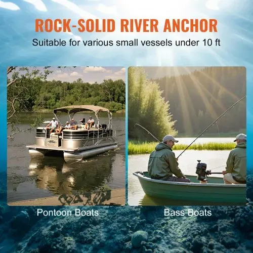 VEVOR Flussanker Bootsanker aus Gusseisen mit Schwarzer Vinylbeschichtung und Schäkel 5,4 kg, Pilzanker in Marinequalität für Boote bis zu 3,05 m, Ausgezeichnete Haltekraft in Flüssen und Seen – Bild 5