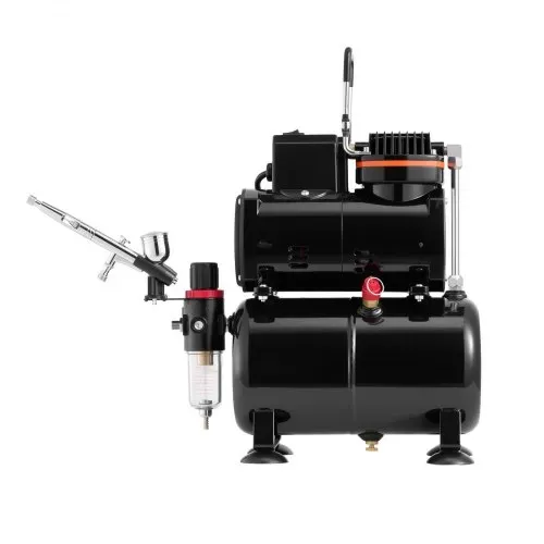 VEVOR Airbrush Set 1/6 PS mit Luftkompressor & Tank, 1 Dual Action Airbrush Pistole mit 3 Düsen (0,2/0,3/0,5 mm) & Schlauch & Acrylfarbe & 1 Ventilator, für Kuchendekoration Modellmalerei Nagelkunst – Bild 10