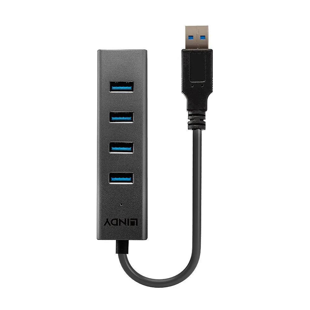 Lindy 43324 Schnittstellen-Hub USB 3.2 Gen 1 (3.1 Gen 1) Type-A 5000 Mbit/s Schwarz – Bild 2