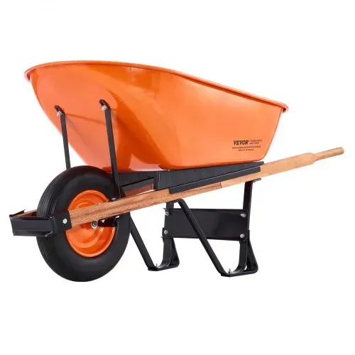 VEVOR Schubkarrenwagen, 6 Kubikfuß Tragkraft und 330 lbs Fassungsvermögen, einrädriger Garten-Schubkarrenwagen mit Metallgriff und 16 Zoll breiten Spurrädern, leicht zu beladender Gartenkarren und Wagen für Rasen und Farm – Bild 9