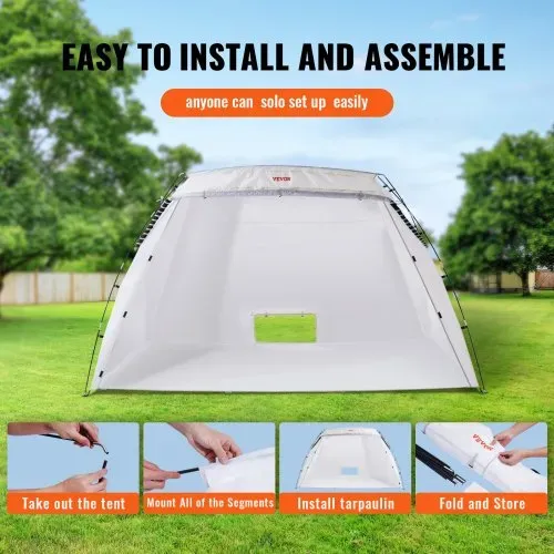 VEVOR Tragbarer Sprühschutz 305 x 213 x 183 cm mit eingebautem Boden & Einwegfolie & Belüftungsöffnung, Große Farbkabine für DIY Sprühmalerei, Hobby Farbkabine Werkzeug Malstation, Sprühlackzelt Weiß – Bild 4