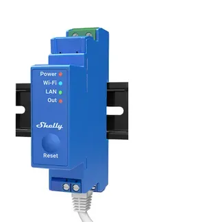 Shelly · Hutschiene · „Pro 1“ · Relais · max. 16A · 1 Phase · 1 Kanal · WLAN · LAN · BT Shelly · Hutschiene · „Pro 1“ · Relais · max. 16A · 1 Phase · 1 Kanal · WLAN · LAN · BT