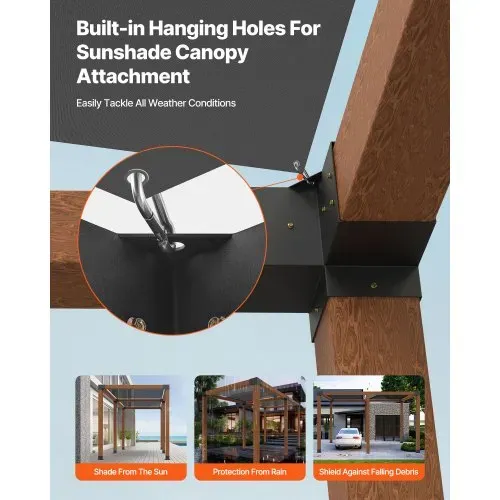 VEVOR Pfostenverbinder, Pfostennecke passend für 92 x 92 mm Pfosten, 4-teilige 3-Wege-Eckhalterungen mit Pfostenträger, Pergola-Halterungen Set, Ideal für Pavillons, Terrassenpergolen – Bild 4