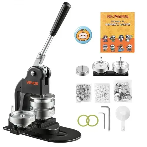 VEVOR Buttonmaschine 75 mm Badgemaker 500 Buttonrohlingen Schwarz, mit Kreisschneider Zauberbuch & Sechskantschlüsseln für DIY-Anstecker Pins Kühlschrankmagnete & Schlüsselanhänger – Bild 8
