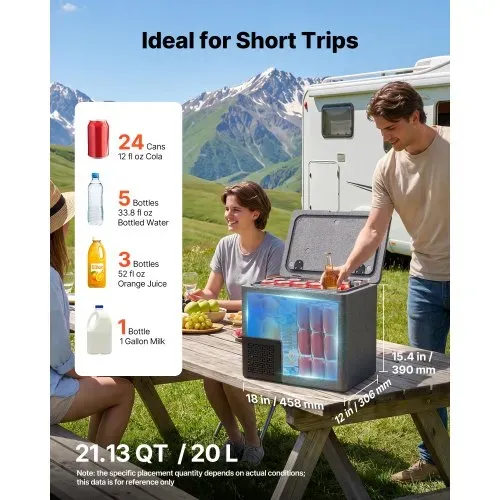 VEVOR Kompressor Kühlbox 20 L, Auto Kühlschrank aus Ultraleichtem EPP, Elektrische Gefrierbox mit App-Steuerung, 12 V/24 V DC, -10 °C bis 10 °C, für LKW, Van, RV, SUV, Boot, Reisen & Camping VEVOR Kompressor Kühlbox 20 L, Auto Kühlschrank aus Ultraleichtem EPP, Elektrische Gefrierbox mit App-Steuerung, 12 V/24 V DC, -10 °C bis 10 °C, für LKW, Van, RV, SUV, Boot, Reisen & Camping
