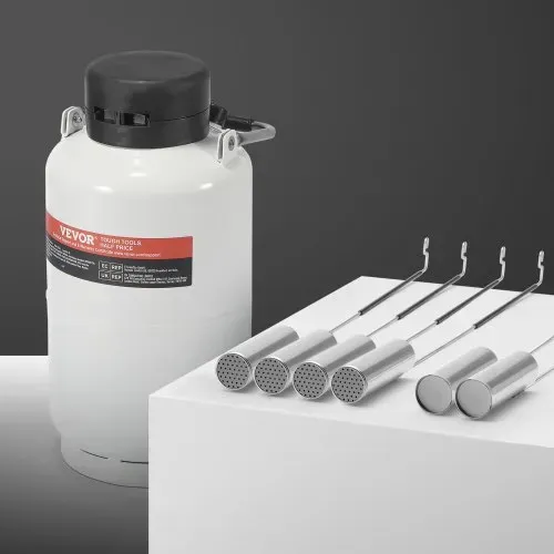 VEVOR Flüssigstickstofftank, 3 l Flüssigstickstoffbehälter aus Aluminiumlegierung, LN2-Tank-Dewar mit 6 Kanistern und Tragetasche mit Riemen, Kryogener Tank für die Schönheitsindustrie, Samenkonservierung, wissenschaftlich – Bild 7