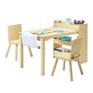 VEVOR Kindertisch mit 2 Stühlen & 3-stöckigem Aufbewahrungsschrank, Maltisch Set zum Lesen Lernen Zeichnen Schreiben, Kindersitzgruppe Kindertagesstätte, Basteltisch Schreibtisch, helles Holz VEVOR Kindertisch mit 2 Stühlen & 3-stöckigem Aufbewahrungsschrank, Maltisch Set zum Lesen Lernen Zeichnen Schreiben, Kindersitzgruppe Kindertagesstätte, Basteltisch Schreibtisch, helles Holz