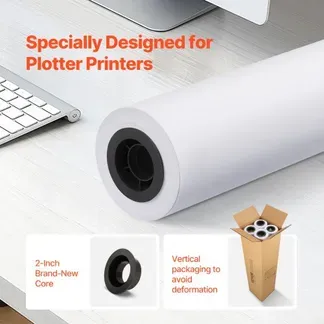 VEVOR Großformatpapier Plotterpapier 45,7 m x 915 mm 4 Rollen CAD-Bond-Rollen mit 50,8 mm Kern, Zeichenrollen für CAD-Zeichnungen, technische Pläne, GIS-Karten und Architekturentwürfe Weiß VEVOR Großformatpapier Plotterpapier 45,7 m x 915 mm 4 Rollen CAD-Bond-Rollen mit 50,8 mm Kern, Zeichenrollen für CAD-Zeichnungen, technische Pläne, GIS-Karten und Architekturentwürfe Weiß
