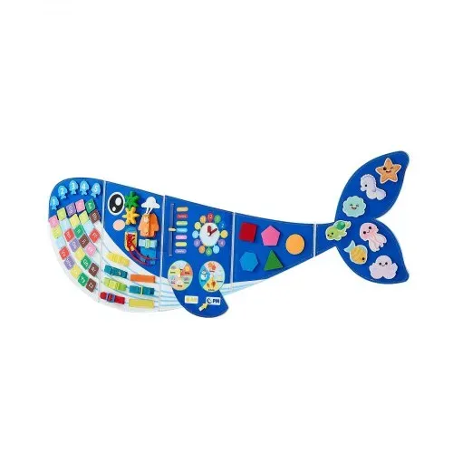 VEVOR Montessori Busy Board 12-in-1 Faltbares Wandmotorikbrett aus Filz Wal, Sensorisches Spielzeug zur Bildung & Frühe Entwicklung für Kinder, mit Zahlen Buchstaben Tieren Formen Uhr & Lernelementen – Bild 10