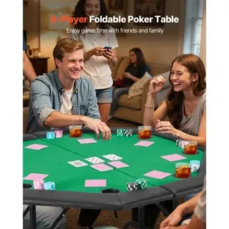 VEVOR klappbarer Pokertisch für 8 Spieler (126 cm) Kasino-Freizeittisch mit gepolsterten Schienen & Getränkehaltern, achteckige tragbare Spieltische mit Filz- und Metallbeinen, Texas Hold’em Poker VEVOR klappbarer Pokertisch für 8 Spieler (126 cm) Kasino-Freizeittisch mit gepolsterten Schienen & Getränkehaltern, achteckige tragbare Spieltische mit Filz- und Metallbeinen, Texas Hold’em Poker
