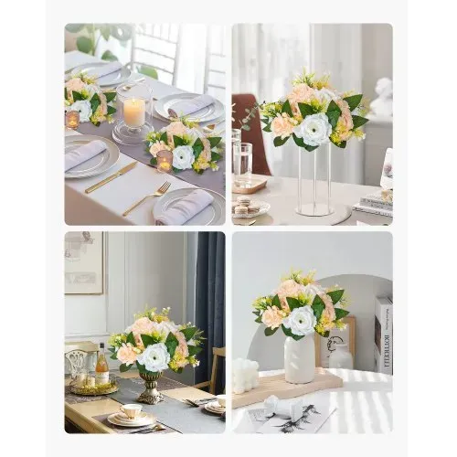 VEVOR Kunstblumen, 10 Stück, 240x240x120 mm, künstliche Blumenkugeln, Seidenrosen, Rosenarrangements für Hochzeiten, Partys, Tischdekorationen und Wohndeko, Champagnerfarbene & weiße Rosen – Bild 6
