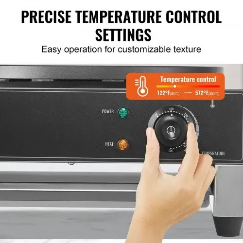 VEVOR elektrischer Crepemaker Crepe-Maschine 3000 W flache Crepe-Grillplatte 40 cm, antihaftbeschichteter fannkuchenherd aus Edelstahl, runder Cerealien-Pfannkuchenherd, Temperaturregelung – Bild 2
