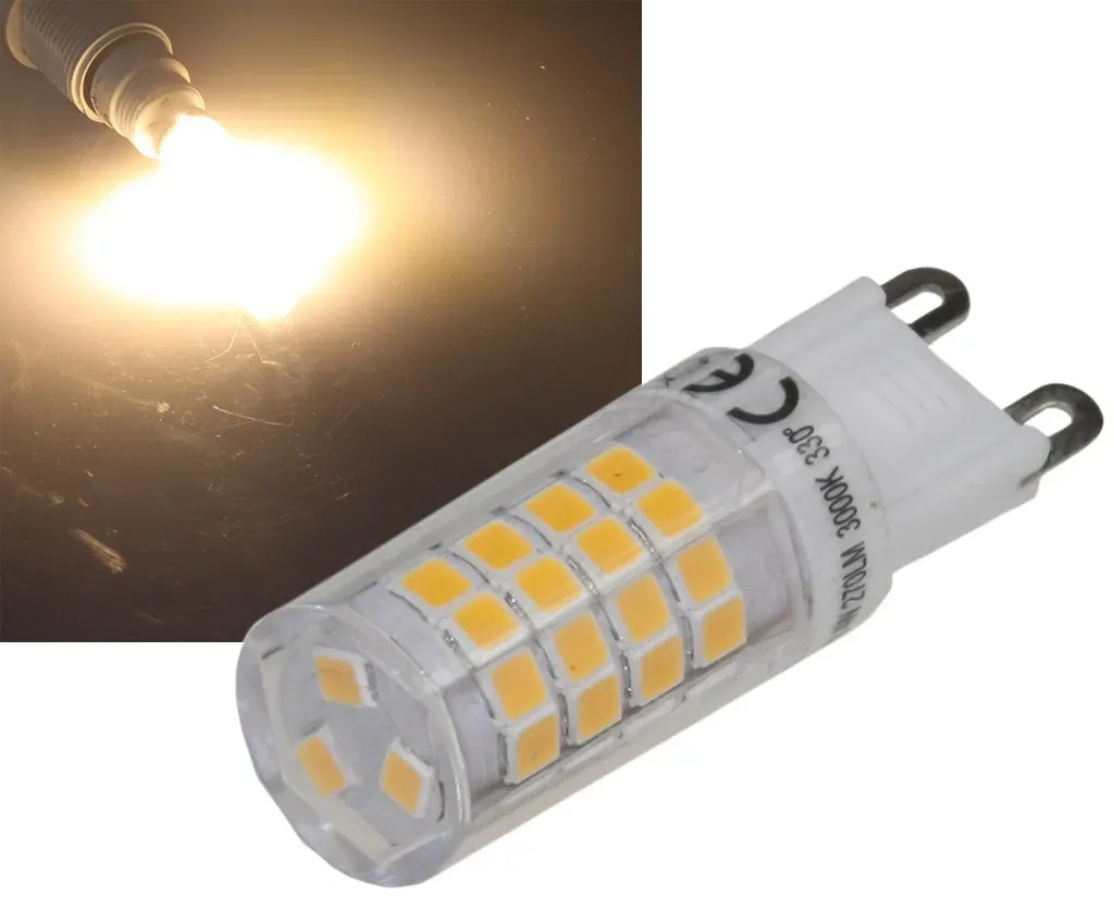 LED Stiftsockel G9, 4W, 330lm 3000k, 240°, 230V, warmweiß LED Stiftsockel G9, 4W, 330lm 3000k, 240°, 230V, warmweiß