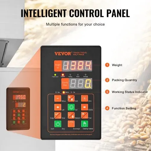 VEVOR Partikelfüllmaschine, 0,044–6,6 lbs/20–3000 g, automatische Füllmaschine mit Fußpedal, Edelstahl-Wiegefüllmaschine, Wiegefüller für Bohnen, Samen, Körner, Tee, Granulatverpackung – Bild 3