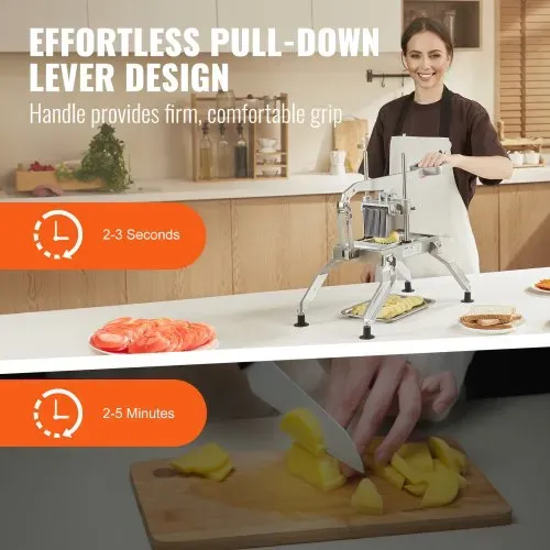 VEVOR Kommerzieller Gemüseschneider, 3/8 & 3/16 Zoll Tomatenschneider, Gemüseschneider aus Edelstahl & Aluminiumlegierung, Manueller Gemüseschneider, für Tomaten, Zwiebeln, Kartoffeln – Bild 2