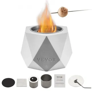 VEVOR Feuerstelle, 125 x 117 x 105 mm, Tischkamin, Dekoration für drinnen & draußen, Feuerschale für Reinigungsalkohol, Smores-Maker, Mini-Feuerkorb für Terrasse & Balkon mit Feuerlöscher, Hellgrau VEVOR Feuerstelle, 125 x 117 x 105 mm, Tischkamin, Dekoration für drinnen & draußen, Feuerschale für Reinigungsalkohol, Smores-Maker, Mini-Feuerkorb für Terrasse & Balkon mit Feuerlöscher, Hellgrau