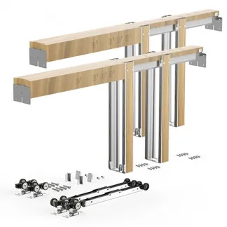 VEVOR Schiebetürrahmen-Set für 1219–1829 mm breite & 2032 mm hohe Türen, Schiebetürsystem-Set aus verzinkter Stahl & Holz mit Zwei-Wege-Soft-Close-Mechanismus & sanftem Gleiten, für Wohnzimmer VEVOR Schiebetürrahmen-Set für 1219–1829 mm breite & 2032 mm hohe Türen, Schiebetürsystem-Set aus verzinkter Stahl & Holz mit Zwei-Wege-Soft-Close-Mechanismus & sanftem Gleiten, für Wohnzimmer