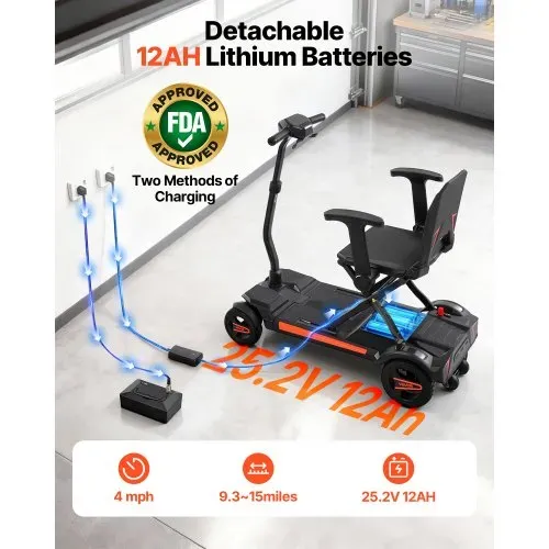 VEVOR 4-Rad-Elektromobil faltbar, Mobilitätsroller Erwachsene & Senioren, Seniorenmobil mit Fernbedienung, NFC-Schlüsseln & 15 km Reichweite, 120 kg Tragkraft, Reiserollstuhl – Bild 3