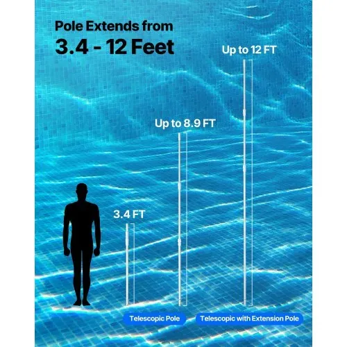 VEVOR Poolstange Schwimmbadstange (1-3,65 m), Poolreinigungsstange für Schwimmbäder, Profi verstellbare Teleskopstange mit Verlängerungsstange, Reinigungsstab für Bürste, Saugkopf, Skimmernetz VEVOR Poolstange Schwimmbadstange (1-3,65 m), Poolreinigungsstange für Schwimmbäder, Profi verstellbare Teleskopstange mit Verlängerungsstange, Reinigungsstab für Bürste, Saugkopf, Skimmernetz