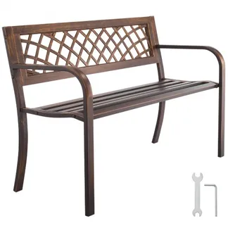 VEVOR Gartenbank Gartenmöbel Bänke 116 cm 250 kg Tragkraft, Terrassenbank mit Metallrahmen aus Karbonstahl, Balkonbank mit PVC-Netzmuster & Armlehnen, Terrassenbank für Garten Park Hof, Schwarz VEVOR Gartenbank Gartenmöbel Bänke 116 cm 250 kg Tragkraft, Terrassenbank mit Metallrahmen aus Karbonstahl, Balkonbank mit PVC-Netzmuster & Armlehnen, Terrassenbank für Garten Park Hof, Schwarz