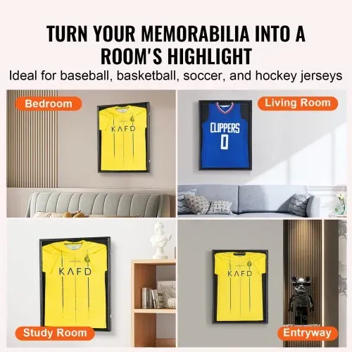 VEVOR Trikot-Präsentationsrahmen 590x790x40mm abschließbare Schattenbox für Sporttrikots mit 98 % UV-Schutz PC-Glas und Kleiderbügeln für Baseball- Basketball- Football- Hockey-Trikots und -Uniformen – Bild 5