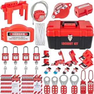 VEVOR 42-teiliges Lockout-Tagout-Kits, elektrisches Sicherheits-Loto-Kit, enthält Vorhängeschlösser, 5 Arten von Lockouts, Haspen, Anhänger und Kabelbinder, Box, Lockout-Sicherheitswerkzeuge für die Beseitigung elektrischer Risiken in Industrie und Maschinen VEVOR 42-teiliges Lockout-Tagout-Kits, elektrisches Sicherheits-Loto-Kit, enthält Vorhängeschlösser, 5 Arten von Lockouts, Haspen, Anhänger und Kabelbinder, Box, Lockout-Sicherheitswerkzeuge für die Beseitigung elektrischer Risiken in Industrie und Maschinen