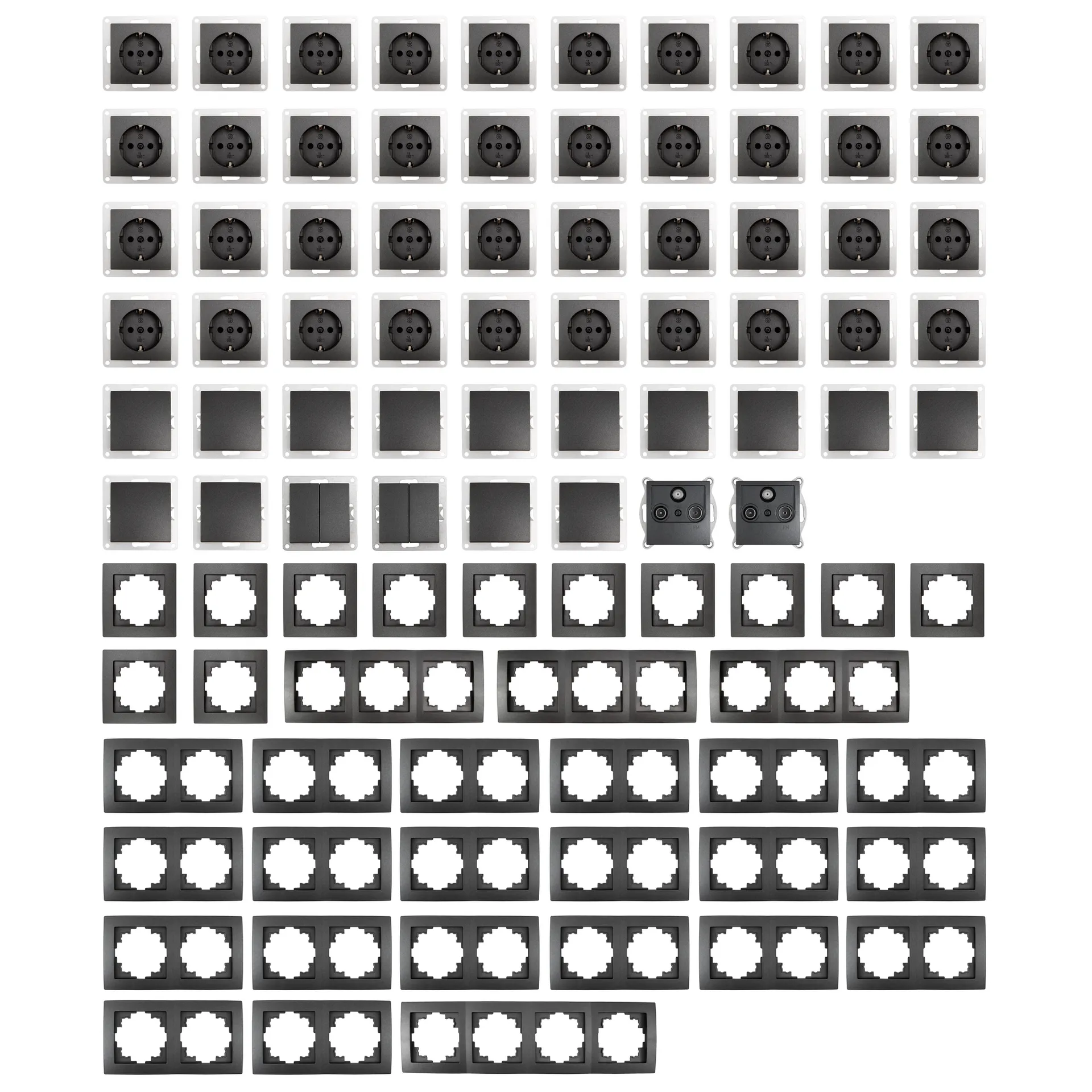 Schalter und Steckdosen Set McPower Flair ''Einfamilienhaus'' 95-teilig, anthrazit – Bild 3