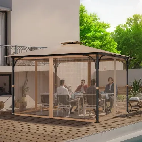 VEVOR Moskitonetz für Pavillon, Mückennetz passend für 304,8x365,8x213,4 cm große Pavillons, Insektennetz, 4-teiliger Seitenwand-Pavillonvorhang, mit Doppelreißverschluss (nur Netz) – Bild 7